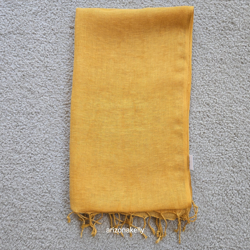 Linen Scarf Marigold Yellow Orange - Picture 2 of 7